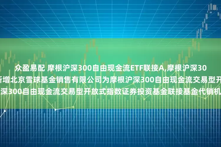 众盈易配 摩根沪深300自由现金流ETF联接A,摩根沪深300自由现金流ETF联接C: 关于新增北京雪球基金销售有限公司为摩根沪深300自由现金流交易型开放式指数证券投资基金联接基金代销机构的公告